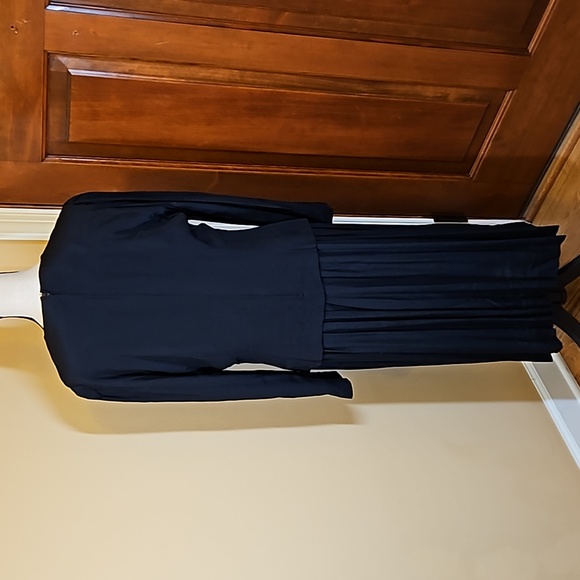 Vintage Karen Stevens Dress 14 black white embroidery long - Picture 7 of 8